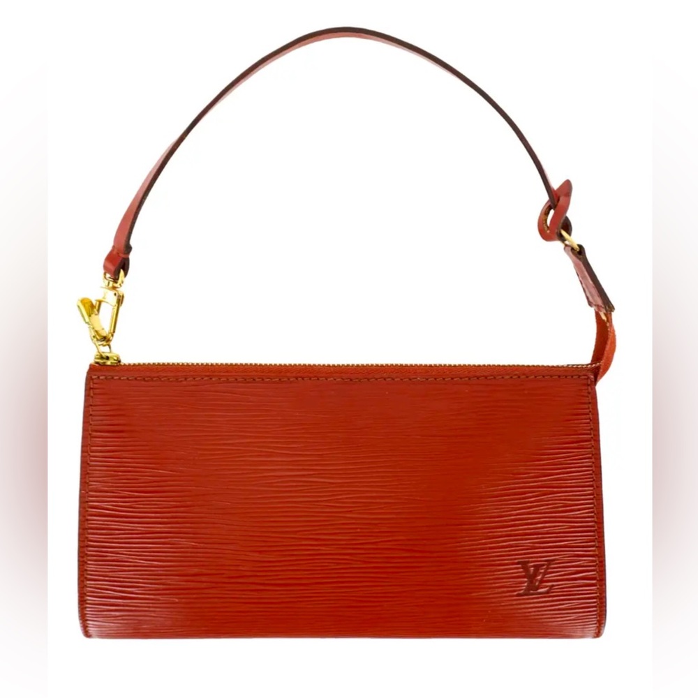 Louis Vuitton Pochette Handbag Epi Leather Brown